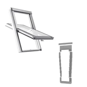 Okno Dachowe RoofLITE+ TRIO  PVC- rozmiar 78 x 98 cm + kołnierz do pokryć płaskich LSX - pakiet  3-szybowy