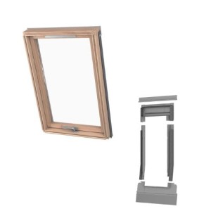 OKNO DACHOWE DAKEA GOOD - rozmiar 78x118 cm - 2 szybowe z nawiewnikiem, otwieranie dolne , współczynnik 1.3 W/M2 K + kołnierz do pokryć falistych KTF