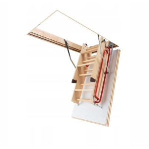 Schody strychowe z dodatkową poręczą - 70x130 cm/ 305 cm - 3 segmentowe - LWL Extra FAKRO