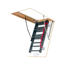 Schody strychowe z metalową drabinką - 70x140 cm/ 280 cm - 3 segmentowe -  LMK Komfort FAKRO