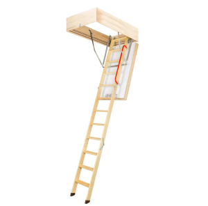 Schody strychowe supertermoizolacyjne z drewnianą drabinką - 60x130 cm / 305 cm - 3 segmentowe - LWT FAKRO