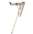 Schody strychowe ognioodporne z zamkiem drewnianą drabinką -  70x120/ 280 cm - 3 segmentowe -  LWF 60 Security Lock