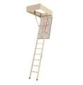 Schody strychowe ognioodporne z zamkiem drewnianą drabinką - 86x130/ 305 cm - 3 segmentowe - LWF 60 Security Lock