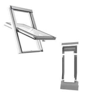 Okno Dachowe RoofLITE+ TRIO  PVC- rozmiar 114 x 118 cm + kołnierz do pokryć falistych TFX - pakiet  3-szybowy